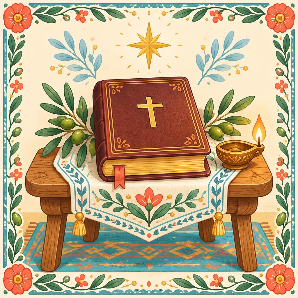 Illustration of a Bible with a cross